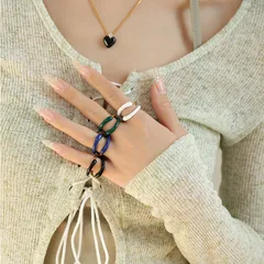 New Simple Personality Geometric Design Double Layer Open Handmade Oil Drop 18K Gold Plated Ring For Women High-end Jewelry 2