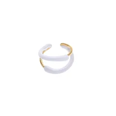 New Simple Personality Geometric Design Double Layer Open Handmade Oil Drop 18K Gold Plated Ring For Women High-end Jewelry 5