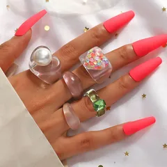 New Suit Resin Ring Exaggerated Sweet Style Candy Color New Design Fashion Niche Resin Ring