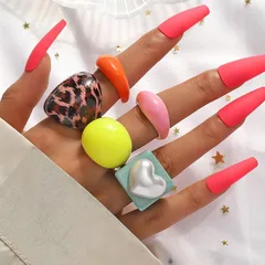New Suit Resin Ring Exaggerated Sweet Style Candy Color New Design Fashion Niche Resin Ring 2