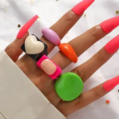 New Suit Resin Ring Exaggerated Sweet Style Candy Color New Design Fashion Niche Resin Ring 3