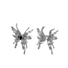 Niche Design Sense Advanced Sense Liquid Butterfly Open Ring Female Student  Trendy Cold Style Personalized Finger Ring 4