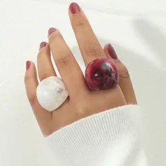 Retro Geometric White Acrylic Unisex Ring With No Inlaid Design