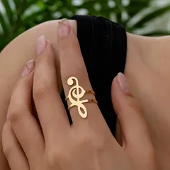 For Notes Open Rings In Golden Metal, Elegant And Stylish Jewelry Accessory