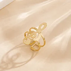 For Notes Open Rings In Golden Metal, Elegant And Stylish Jewelry Accessory 2