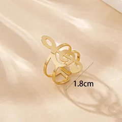 For Notes Open Rings In Golden Metal, Elegant And Stylish Jewelry Accessory 3