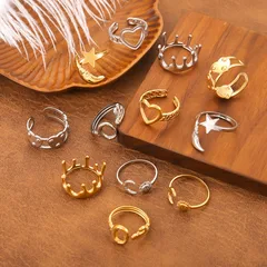 Novelty Irregular Open Ring For Women In Titanium Steel With Electroplated Gold Plating