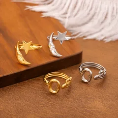 Novelty Irregular Open Ring For Women In Titanium Steel With Electroplated Gold Plating 2