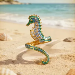 Ocean Open Ring For Women In Marine Style, Alloy With KC Golden Plated Coating Thickness 0.03µm-0.05µm, 1 PCS/Package 3