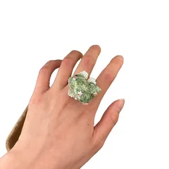 Ocean Pattern Freshwater Pearl Ring In Green, Bohemian Style For Spring 5
