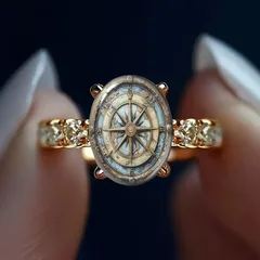 Ocean Pattern Gold Alloy Ring For Women With Zircon Inlay, Elegant And Stylish Jewelry