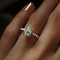 Ocean Pattern Gold Alloy Ring For Women With Zircon Inlay, Elegant And Stylish Jewelry 3