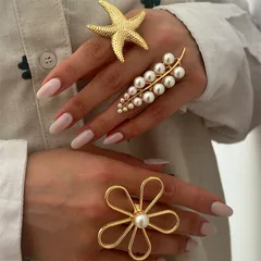Ocean Pattern Metal Ring For Women In Marine Style, Perfect For Summer Wear