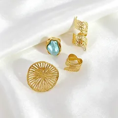 Ocean Ring For Unisex Featuring Electroplated Alloy With Handmade Craft And Artificial Gemstones Inlay