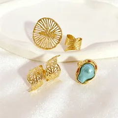Ocean Ring For Unisex Featuring Electroplated Alloy With Handmade Craft And Artificial Gemstones Inlay 3