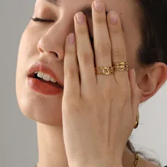 Open Rings For Women In Metal With 18K Real Gold Electroplated Finish, Available In Gold