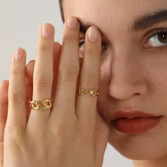Open Rings For Women In Metal With 18K Real Gold Electroplated Finish, Available In Gold 2