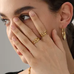 Open Rings For Women In Metal With 18K Real Gold Electroplated Finish, Available In Gold 3