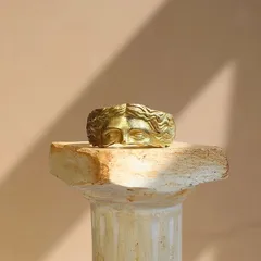 Maillard Style Open Rings For Unisex Featuring Electroplated Golden Zinc Alloy With  Face Design 2