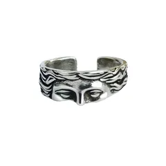 Maillard Style Open Rings For Unisex Featuring Electroplated Golden Zinc Alloy With  Face Design 5