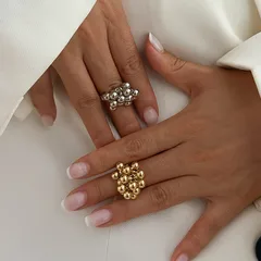 Original Design Simple Style Classic Style U Shape Solid Color Alloy Plating Women's Rings 4