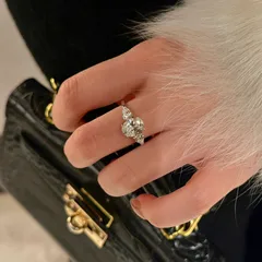 Luxurious Oval Adjustable Ring For Women In Copper With Zircon Inlay, Featuring Electroplated Finish