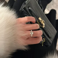 Luxurious Oval Adjustable Ring For Women In Copper With Zircon Inlay, Featuring Electroplated Finish 3