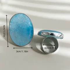 Oval Agate Open Ring For Women Featuring Waterproof Non Tarnish Craftsmanship