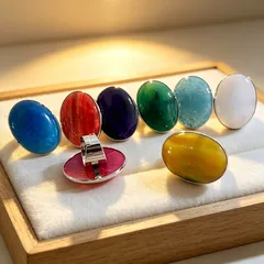 Oval Agate Open Ring For Women Featuring Waterproof Non Tarnish Craftsmanship 3