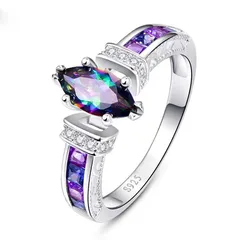 Oval Alloy Unisex Ring For Everyday Wear Featuring Zircon Inlay In Elegant Colour