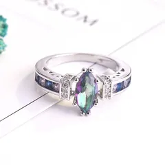 Oval Alloy Unisex Ring For Everyday Wear Featuring Zircon Inlay In Elegant Colour 2