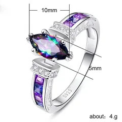 Oval Alloy Unisex Ring For Everyday Wear Featuring Zircon Inlay In Elegant Colour 3