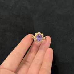 Oval Copper Ring For Women With Electroplated Gold Plating And Zircon Inlay, Elegant Gold Tone Jewelry 3