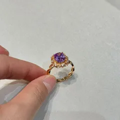 Oval Copper Ring For Women With Electroplated Gold Plating And Zircon Inlay, Elegant Gold Tone Jewelry 4