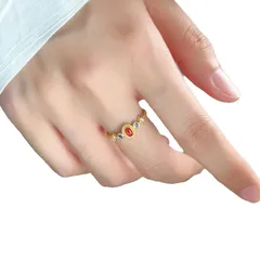 Oval Copper Ring For Women With Electroplated Gold Plating, Retro Style Perfect For Summer 5