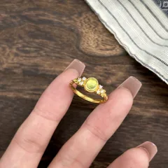 Oval Open Ring For Women In Electroplated Copper With Zircon Inlay, Perfect For Spring 3