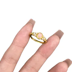 Oval Open Ring For Women In Electroplated Copper With Zircon Inlay, Perfect For Spring 5