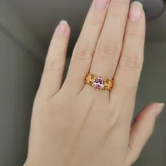 Oval Open Ring For Women In Gold Copper Featuring Electroplated Golden Plated Finish With Zircon Inlay 5