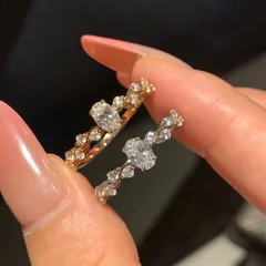Oval Open Ring For Women In Silver, Electroplated Copper With Zircon Inlay