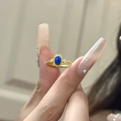 Oval Open Ring For Women With Stone Texture In Copper Featuring Artificial Gemstones And Electroplated Gold Plating 4