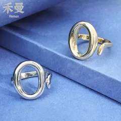 Oval Open Ring For Unisex In Silver Copper Featuring Electroplated Finish