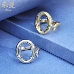 Oval Open Ring For Unisex In Silver Copper Featuring Electroplated Finish 2