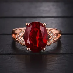Oval Open Ring For Unisex In Rose Gold Copper With Electroplated Golden Plating And Artificial Gemstones