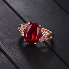 Oval Open Ring For Unisex In Rose Gold Copper With Electroplated Golden Plating And Artificial Gemstones 2