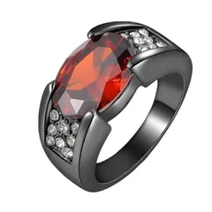 Oval Punk Ring For Unisex Featuring Dyed Black Zinc Alloy Material With Electroplated Finish