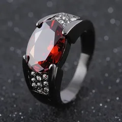 Oval Punk Ring For Unisex Featuring Dyed Black Zinc Alloy Material With Electroplated Finish 4