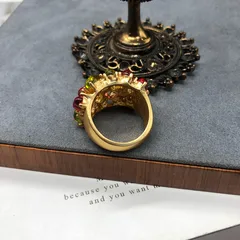 Oval Ring For Adults Made Of Alloy With 18K Real Gold Plated Coating 0.01µm Featuring Resin Inlay 4