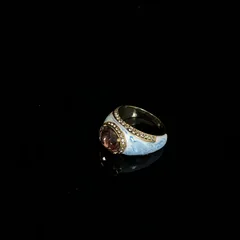 Oval Ring For Adults In Zinc Alloy With 18K Real Gold Plated Finish And Rhinestone Inlay Featuring 0.01µm Plating Thickness 2