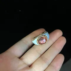 Oval Ring For Adults In Zinc Alloy With 18K Real Gold Plated Finish And Rhinestone Inlay Featuring 0.01µm Plating Thickness 3