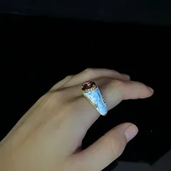 Oval Ring For Adults In Zinc Alloy With 18K Real Gold Plated Finish And Rhinestone Inlay Featuring 0.01µm Plating Thickness 5